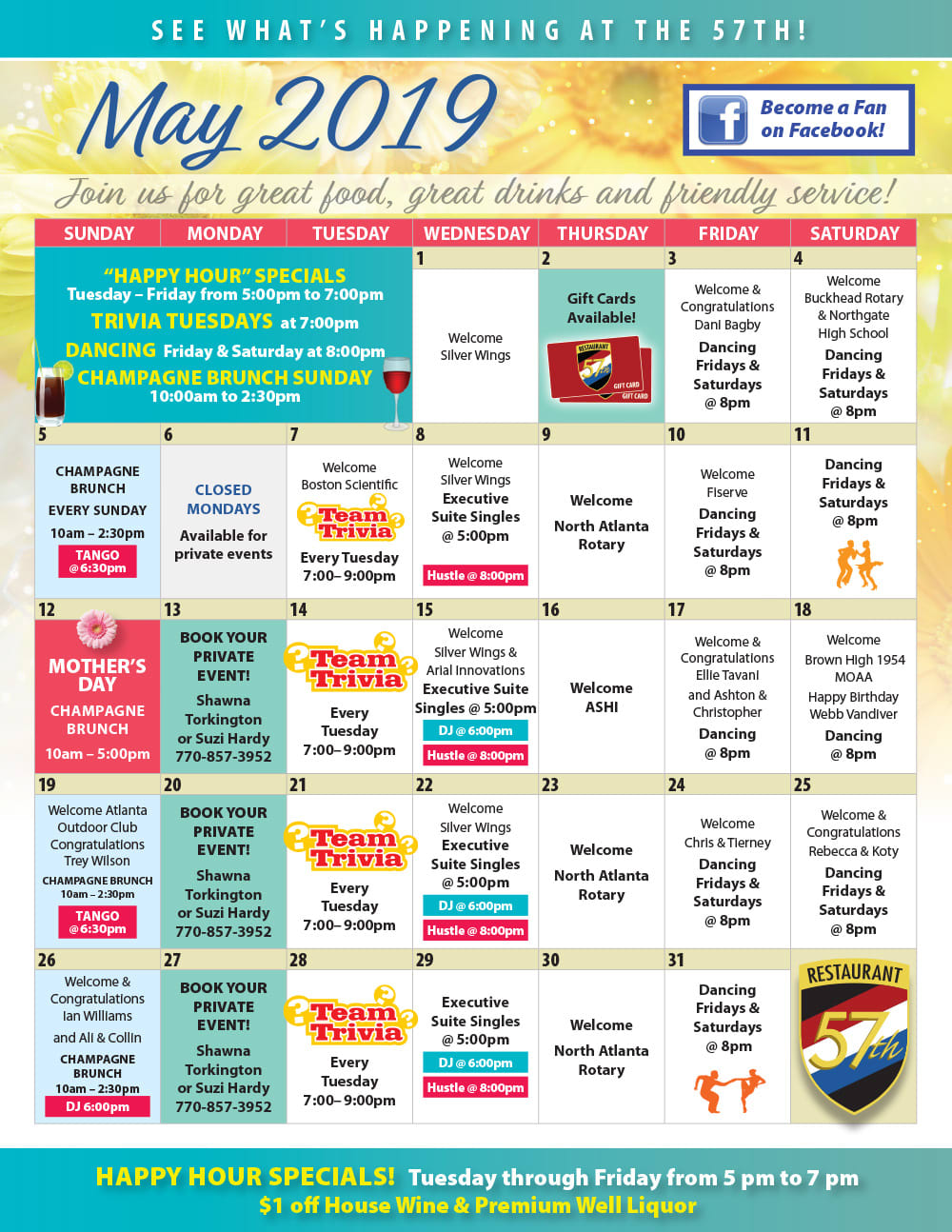 event menu for month